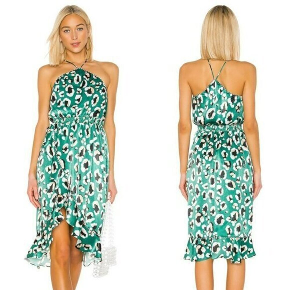 House of Harlow 1960 xREVOLVE Baye Midi - Green Leopard